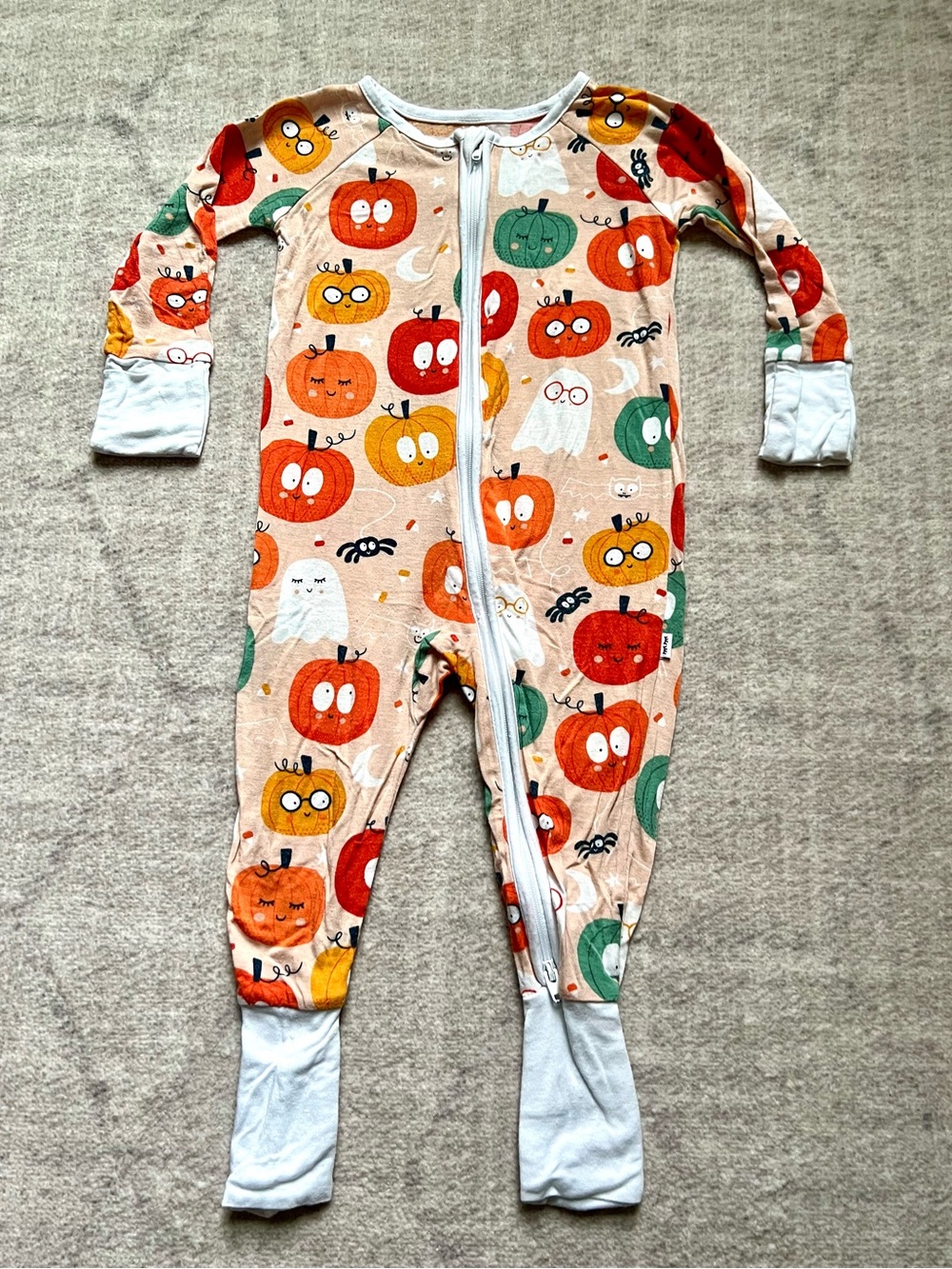 Little Sleepies Pumpkin Party Halloween Bamboo Zippy Pajama Romper (3-6 months)